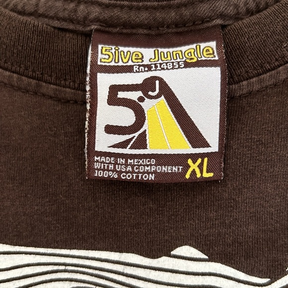 Brown T Shirt Size XL by 5ive Jungle Excellent Condition - Picture 3 of 4
